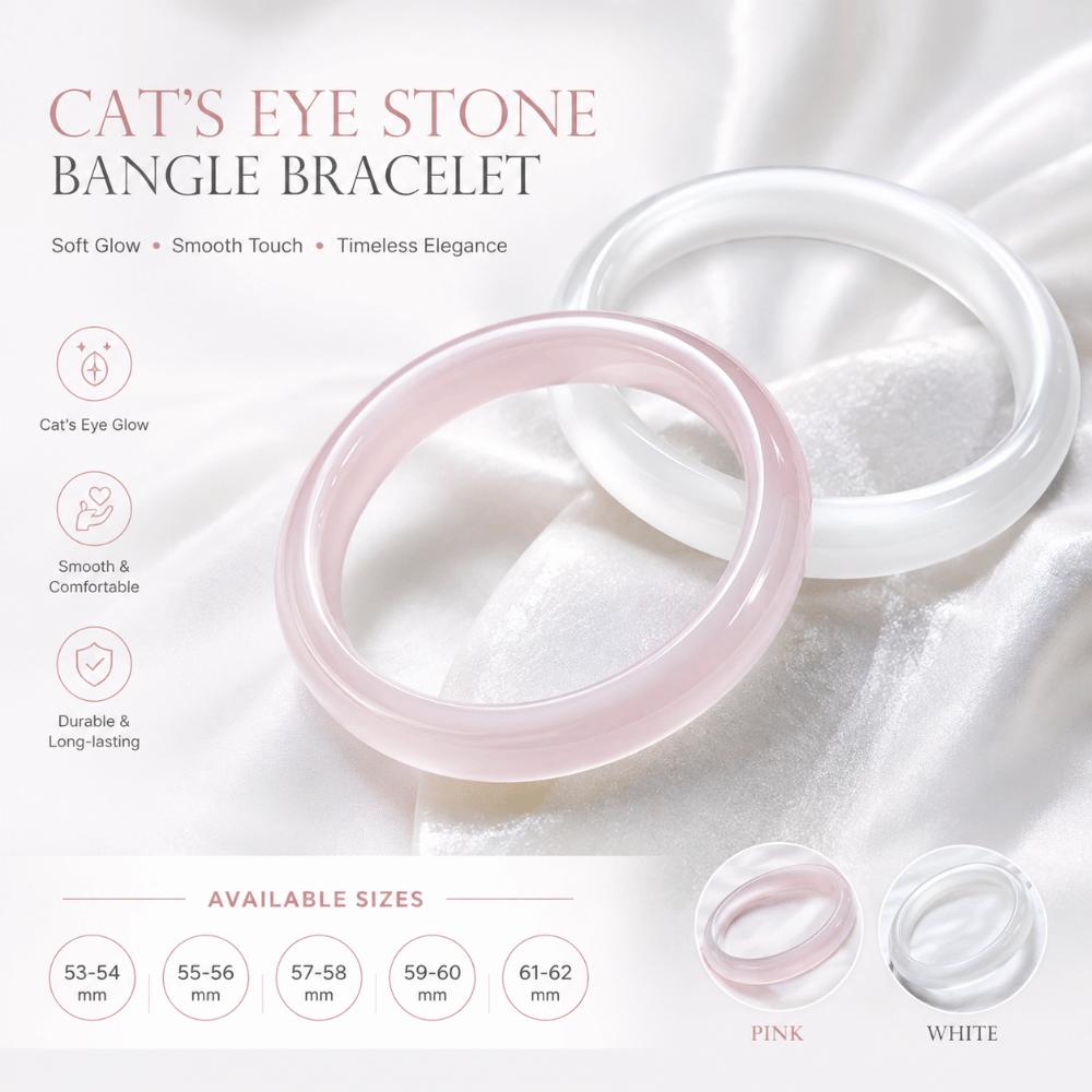Ice-Type Jadeite Bangle Bracelet Cat's Eye Agate Chalcedony Bracelet Stone Bracelet Bangle  Women