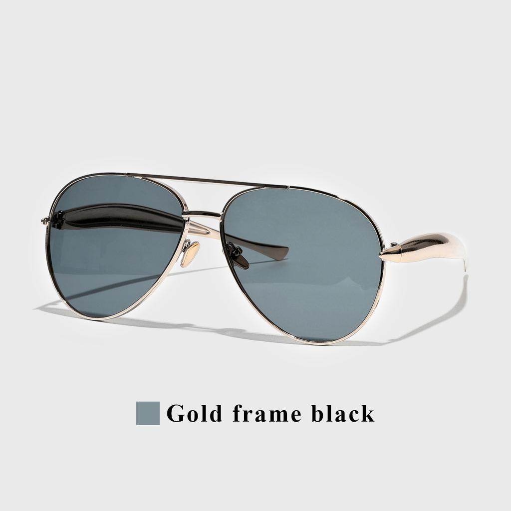 Ruiao Women's Oversized Pilot Sunglasses Gold Metal Frame UV400 Luxury Vintage Shades Designer Fashion Accessories