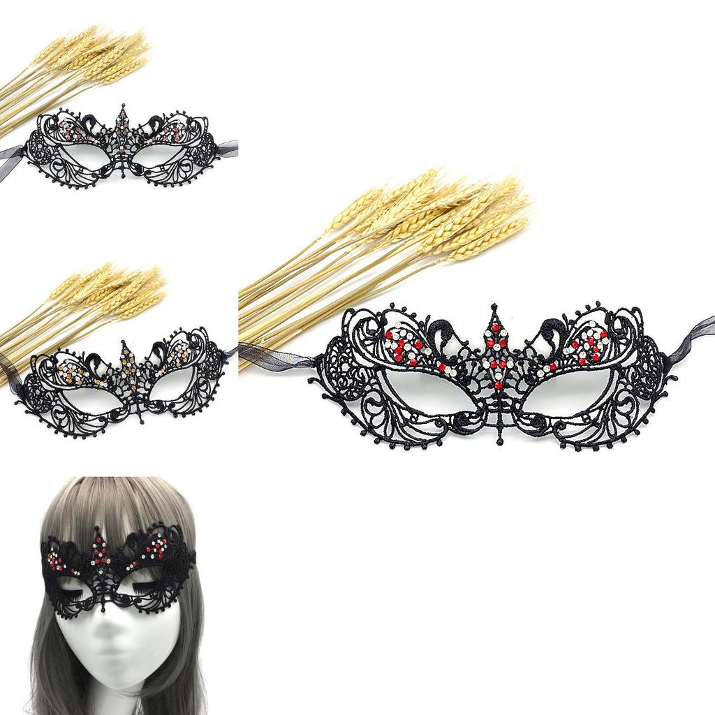 Daisy Duck Lace Half Mask With Handcrafted Crystal Details For Stage Performance And Cosplay