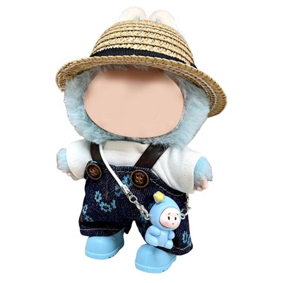 Doll Clothes Set Stylish Overalls Knitted Sweater Outfit for 15-17cm Dolls Fashionable Dress Up