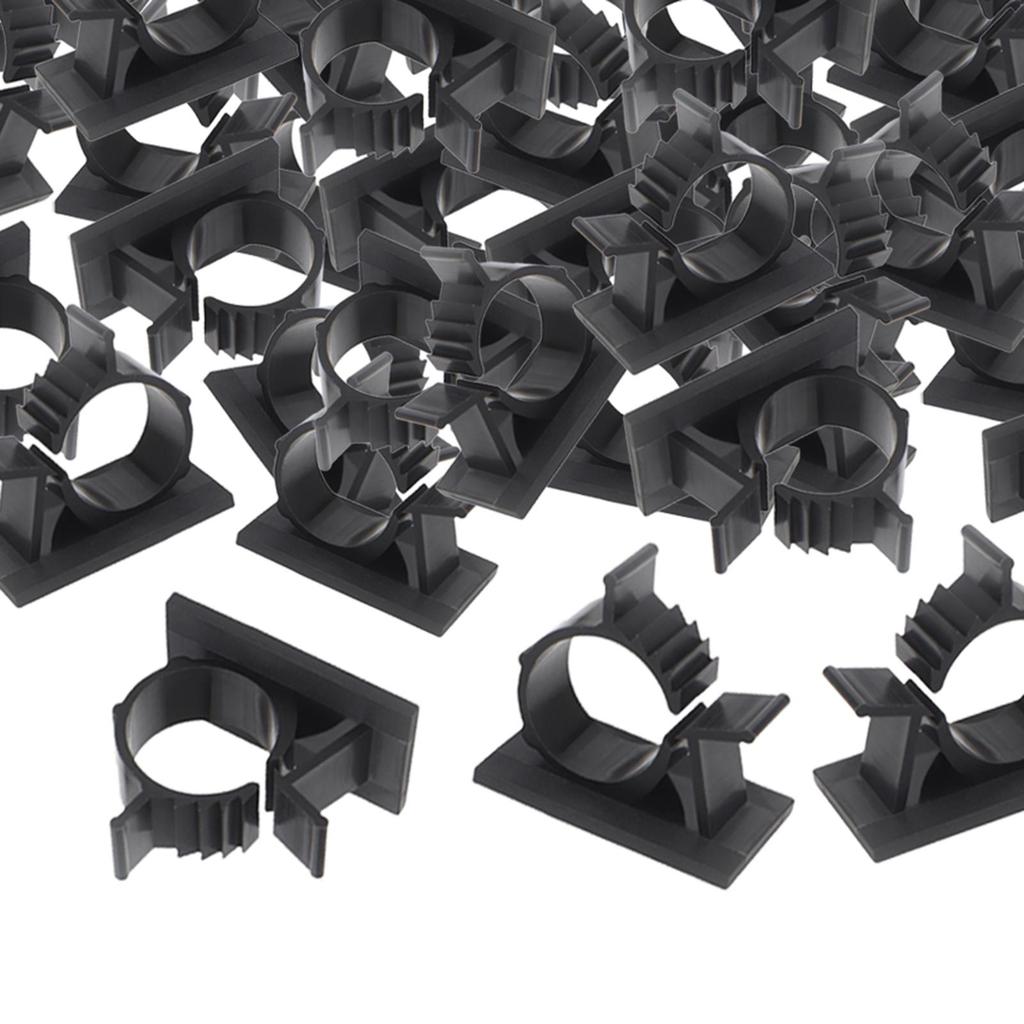 100 Pieces Cord Holder Organizer Punch Bases Mount for Home Office , Black, 13mm-16mm