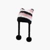 Striped Knitted Hat Fluffy Earflap Wool Hat Winter Korean-Style Warm Versatile Can Be Used As A Bag