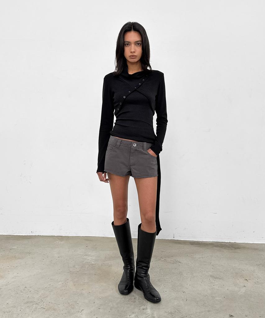SANDRIC Distressed Short Pants_Charcoal