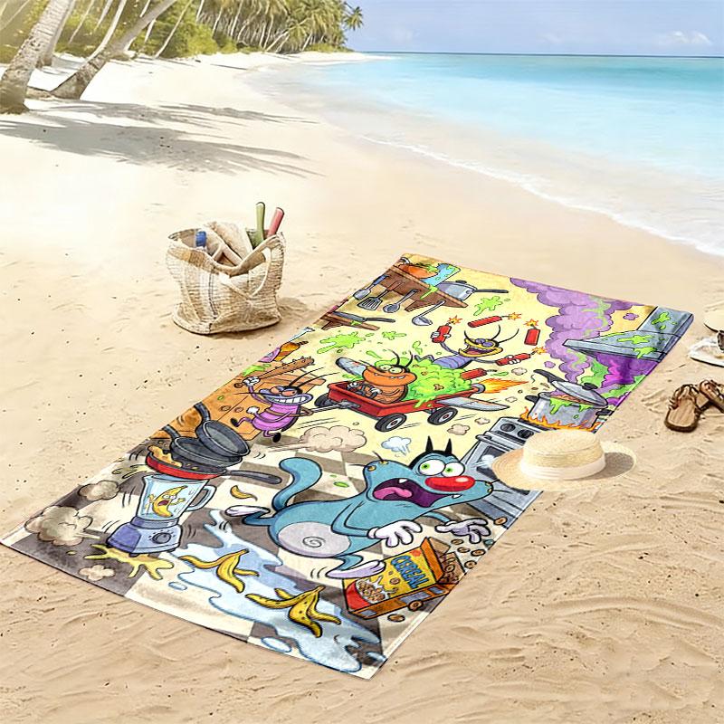 Oggy Soul Print Beach Towel, Large Soft Quick Dry Towel for Beach Camping Swimming