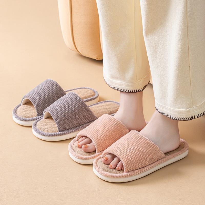 Japanese Style Linen Indoor Home Slippers Unisex Breathable Non Slip Soft Sole