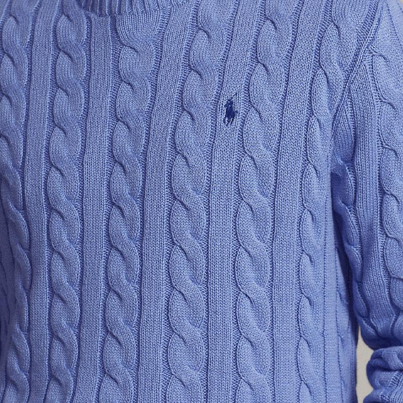 Polo Ralph Lauren FW22 Color Sólido Pequeño Pony Bordado Punto Cable Cuello Redondo Manga Larga Suéter Hombre suéter Azul 710775885-037