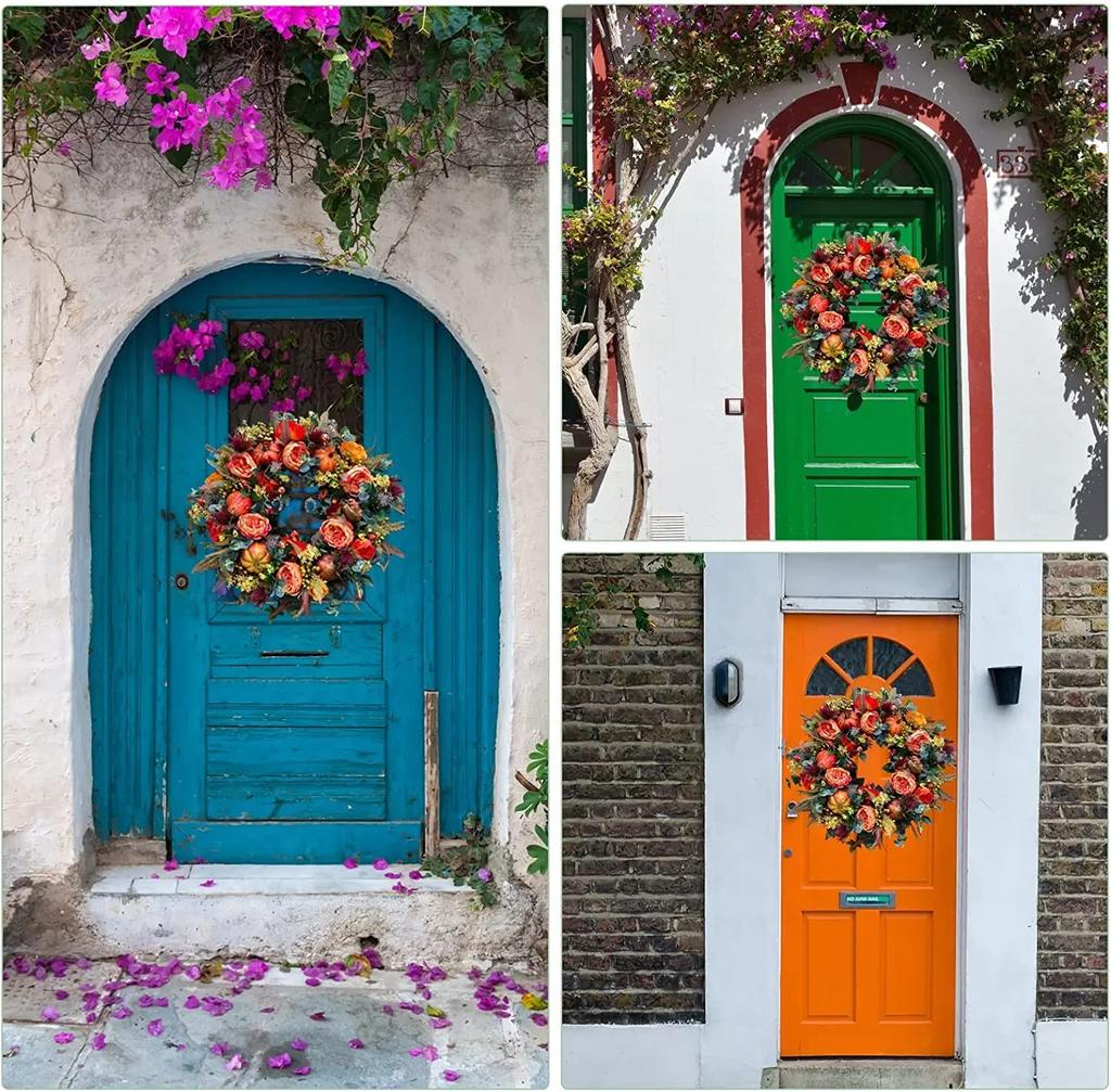 Fall Peony and Pumpkin Wreath, Autumn Year Round Wreaths for Front Door, Artificial Fall Wreath, Autumn Front Door Wreath Thanksgiving Wreath