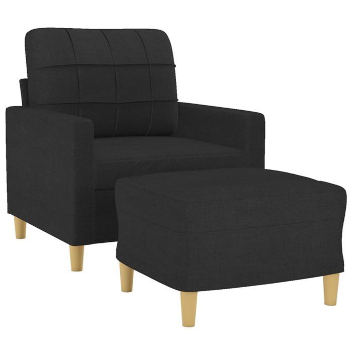 VidaXL Armchair with Footrest Black 60 Cm Fabric, Sofa, Armchair, TV Armchair, Single Sofa, Seat, Recliner Sofa, Sofa 3200997