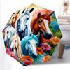 1pc Sturdy 8-Bone Auto Umbrella, Colorful Horse Umbrella, Digital Printed, Foldable Umbrella for On-the-Go Outdoor Use