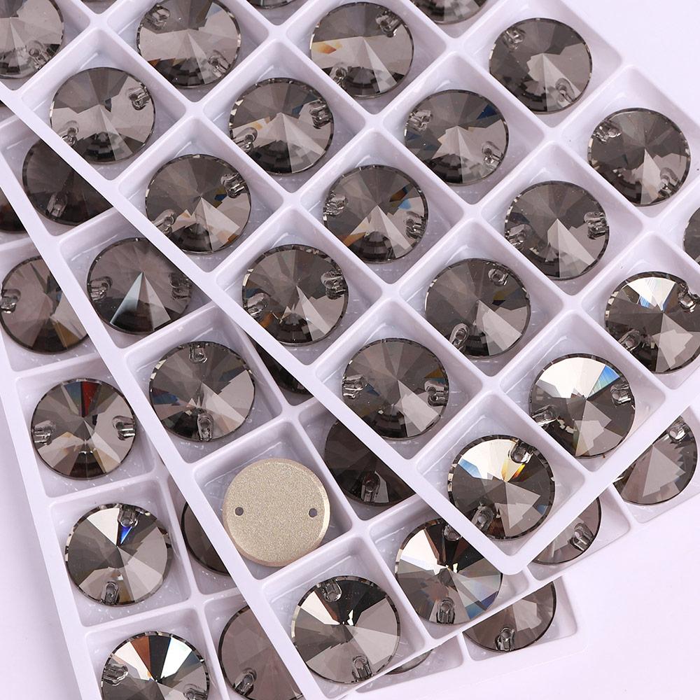 High Quality Rivoli 80+ Colors Rhinestones Crystal AB Sew-on Glass Gems Clothing Flatback Sewing Stones Women Bling Bling Shine