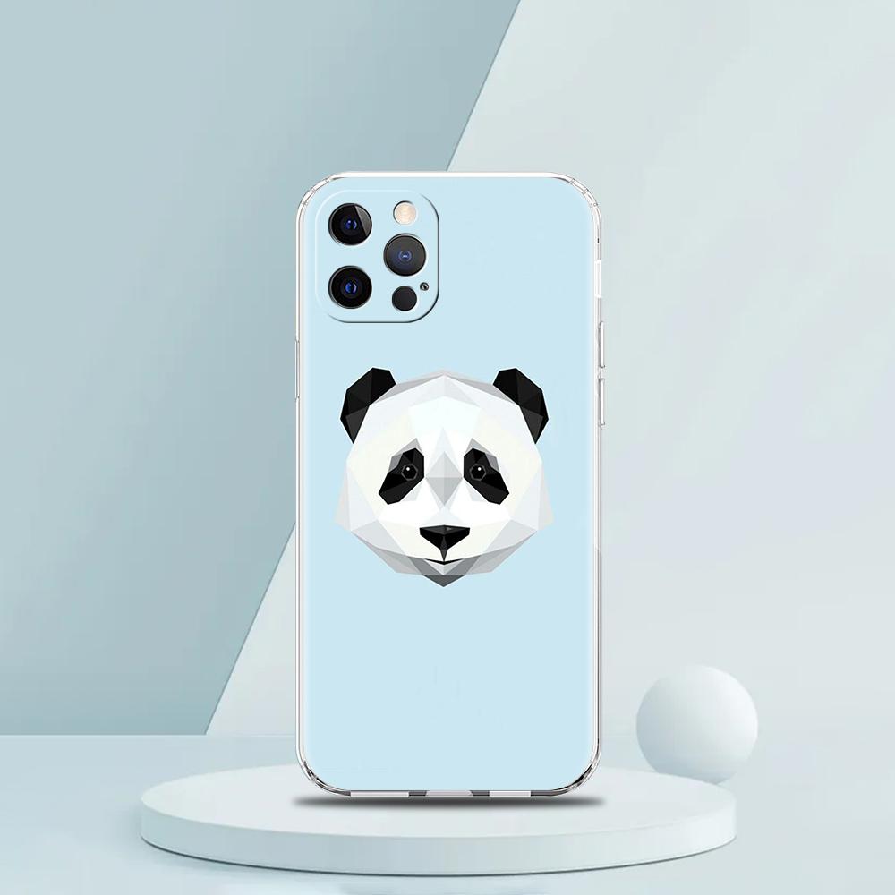 Süße Tier Panda Handyhülle für iPhone 16 15 14 13 12 Pro Max Transparent Weich für iPhone 11 Pro Max 7 8 Plus XS XR Hülle