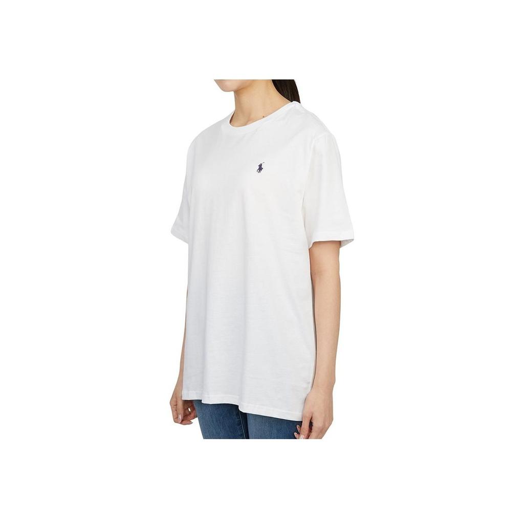 Polo Ralph Lauren მაისური Ss22 საბავშვო სუფთა ბამბა სადა ფერი მრგვალი ყელი მოკლე სახელო საბავშვო ტოპი თეთრი 323832904-035