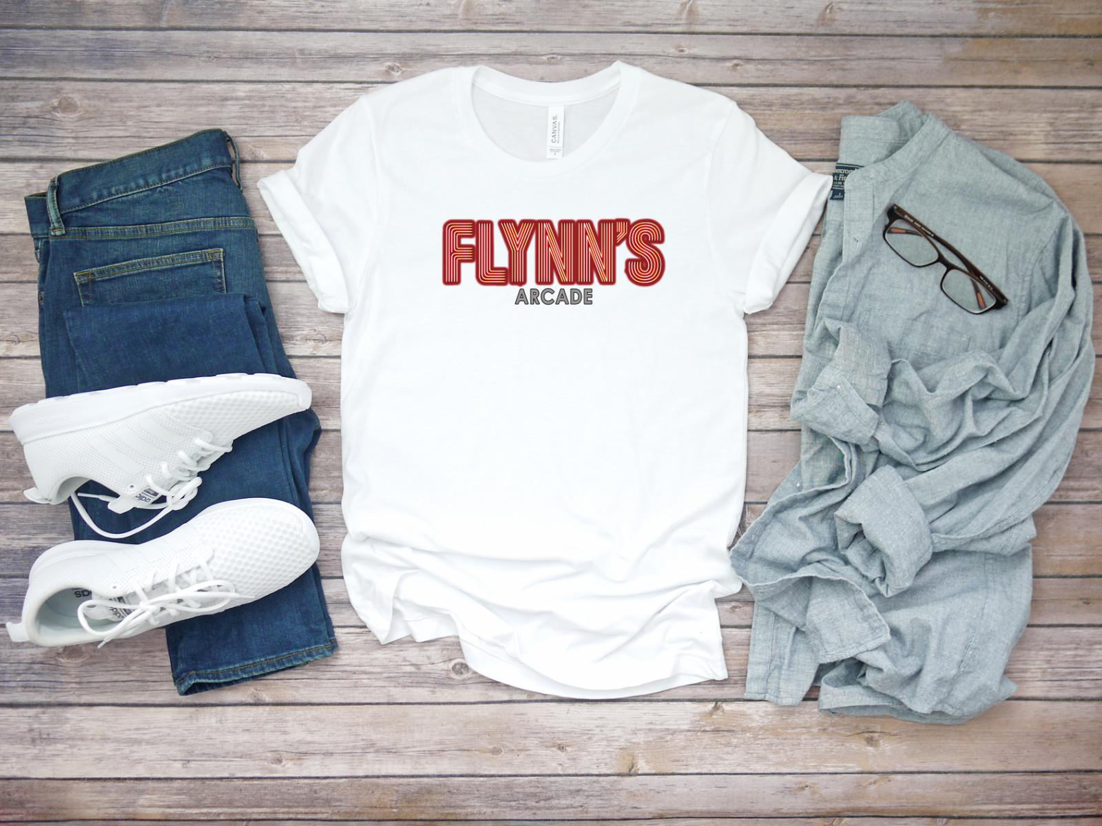Flynn Arcade Neon Logo Short Sleeve White Men T-shirt C049 XL