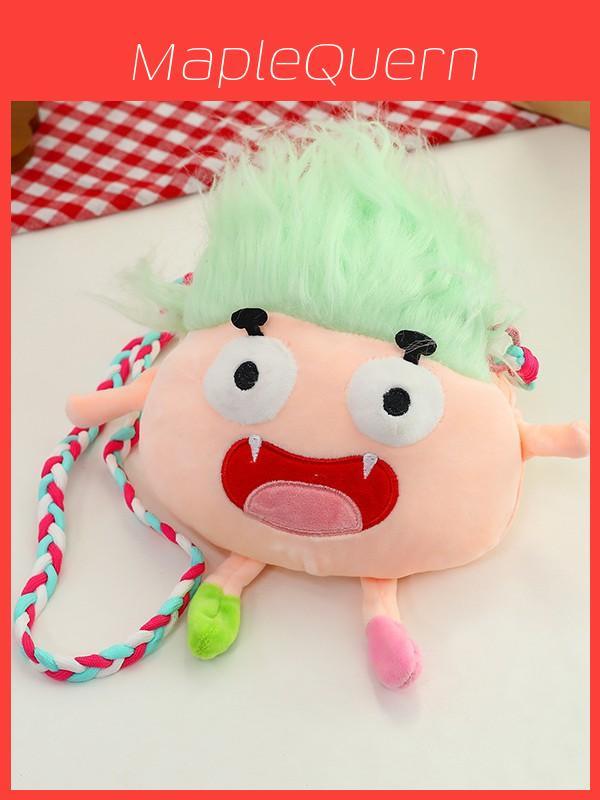 Cartoon Cute Monster Shoulder Bag With Cotton Material For Casual Travel