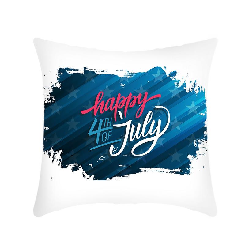 Independence Day Throw Pillow Cover Blue Theme Plush Print Sofa Bed Car Cushion Cover Without Core