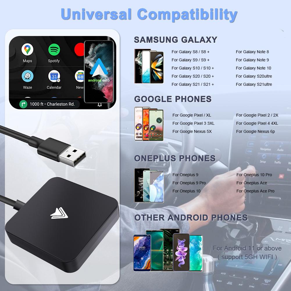 Android Auto Car AI Box Bluetooth-compatible 5.0 Car Connector Device WiFi 5.0G Smart Navigation Box for Android Auto Vehicle