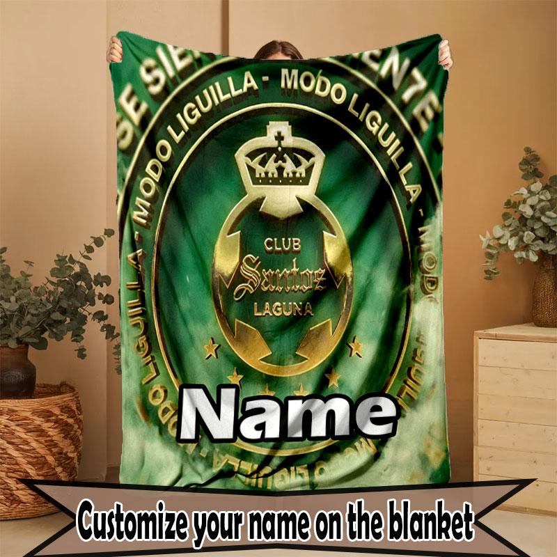Custom Name Personalized Club Santos Laguna Print Blanket, Home Decor, Bedroom, Sofa, Camping, Couch, Gifts for Birthday Christmas
