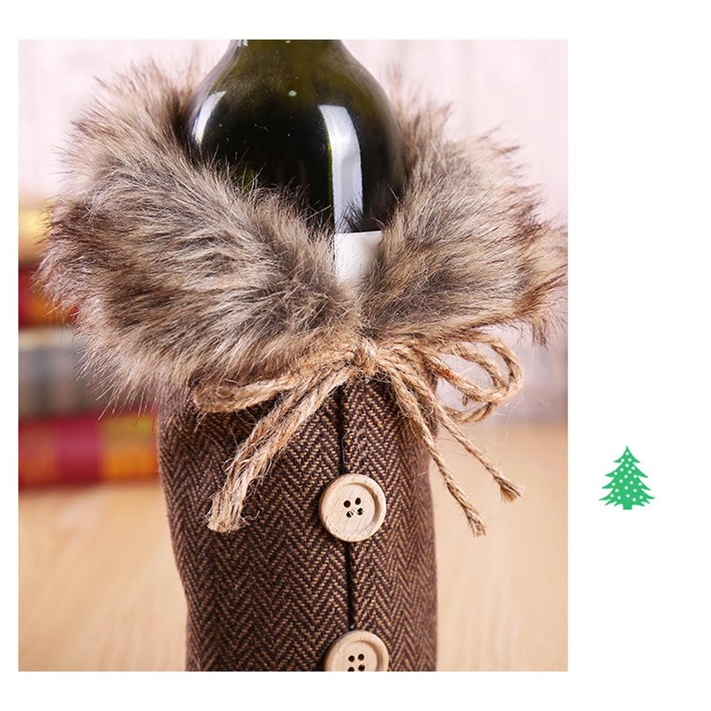 Weihnachts-Weinflaschen-Abdeckung, niedliche Kunstfell-Weinflaschen-Kleidung für Weihnachtsfeiern, Feiertage, Festivals