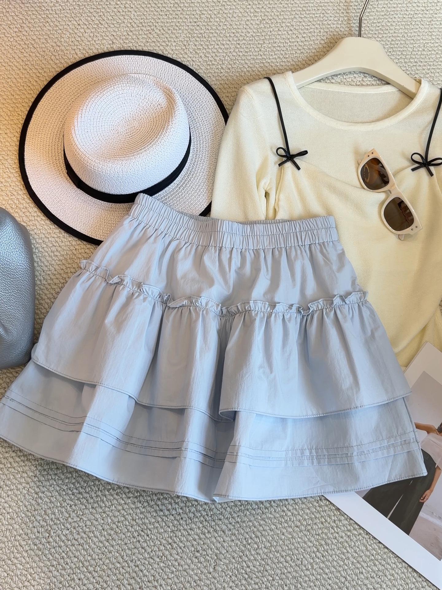 Sweet Ruffled High-Waisted A-Line Mini Skirt - Women s Slimming Summer Style One Size синий