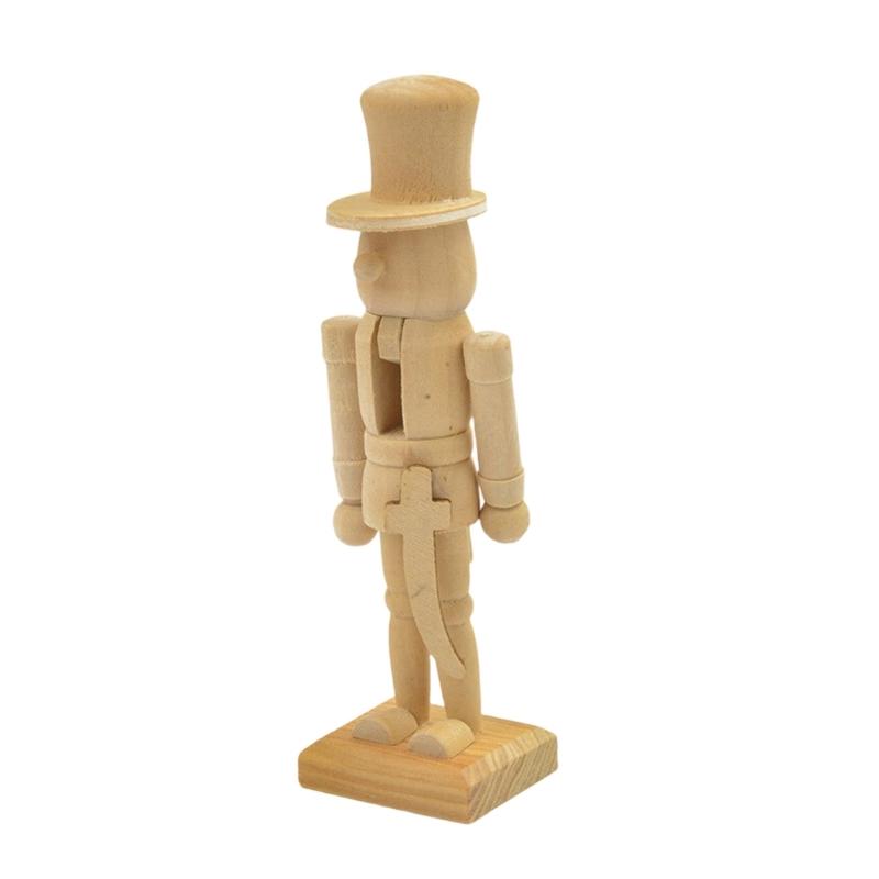 6Pcs 12CM Unpainted Wooden Nutcrackers Handcrafted Home Decors DIY Craft Project For Christmas Holiday Family Activity