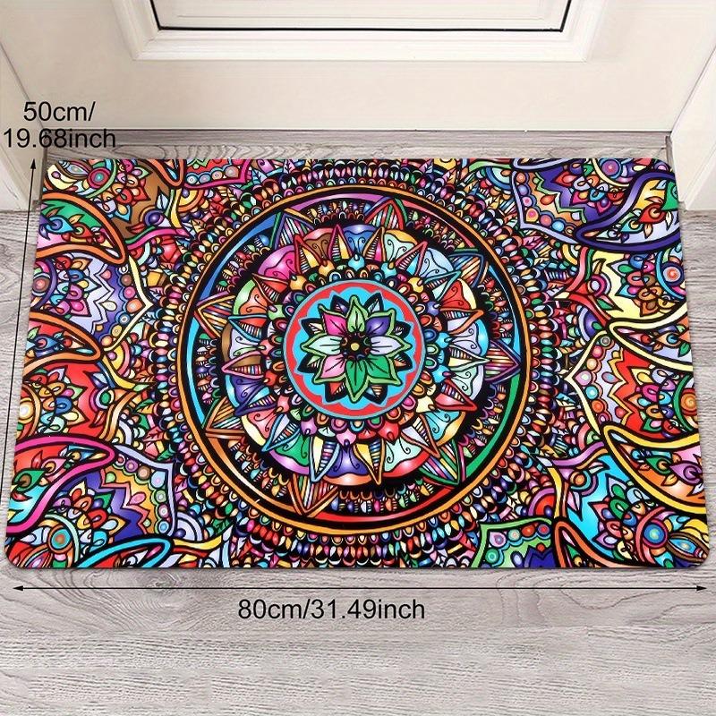 Mandala Floral Pattern Traditional Modern Bohemian Geometric Door Mat Decorative Elegant Carpet Rug for Entryway Home Decoration