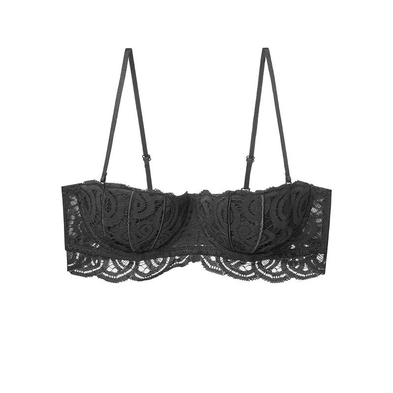 Französischer Stil Halbschalen-Dessous Damen Sommer Dünner BH Gerafft und Gerafft Accessoire-BH Weicher Bügel-BH