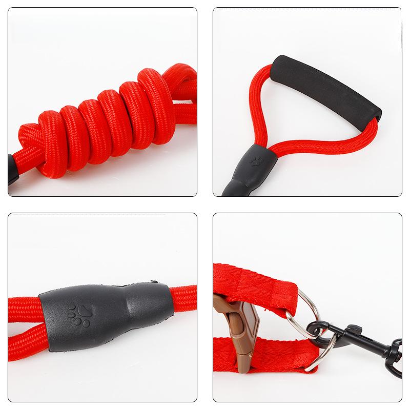 Pet Solid Color Leash Wear-Resistant Climbing Rope Medium and Large Dogs Outdoor Foam Handle Explosion-Proof Dog Leash