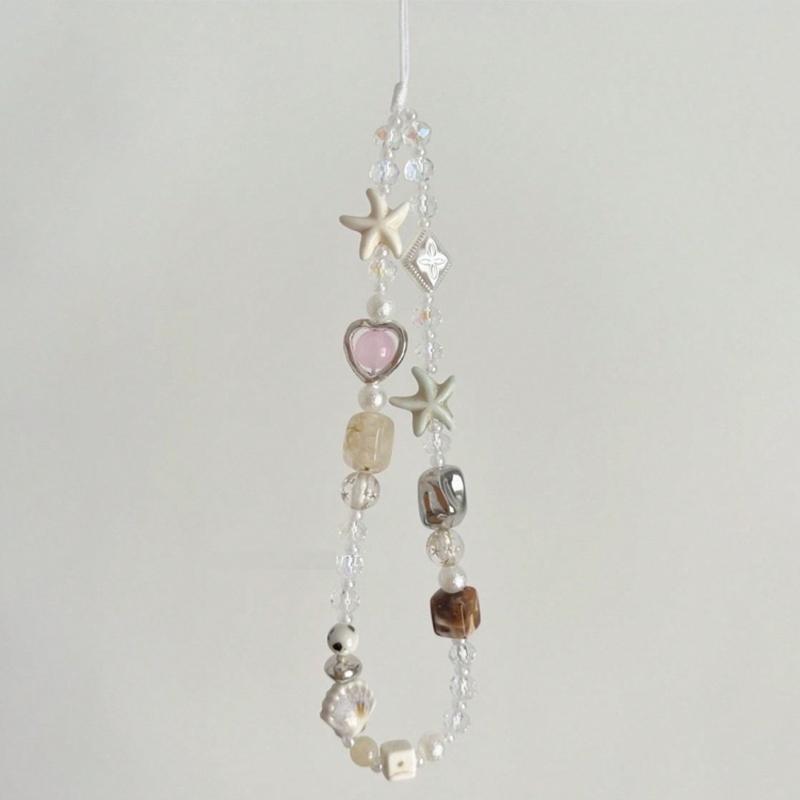 Ins-style Ice-transparent Star Phone Lanyard, Cool Black Diy Beaded Camera Chain Anti-loss Lanyard, High-end Style Lanyard