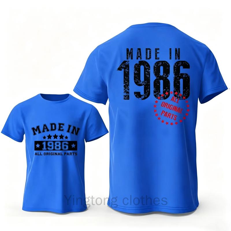 T-shirts Rétro pour Homme pour le 40ème Anniversaire: Fabriqué en 1986 Toutes les pièces d'origine Avant et 40 Édition Limitée Graphique Arrière T-shirts à Manches Courtes