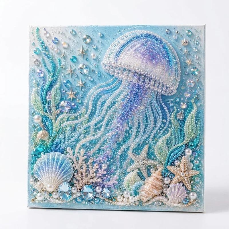 Sparkling Ocean Style Pearl Diamond Dot Art Kit DIY Handcraft Painting Set Coastal Themed Wall Decor Wall Hanging Gift