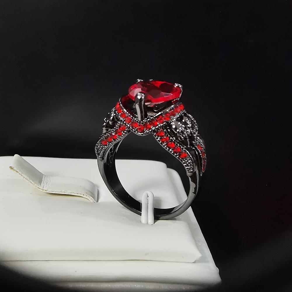 

Hip Hop Gothic Punk Zircon Ring With Wings, Vintage Style Faux Jewelry, Halloween Party Accessories, Unique Gothic Gift For Him 8 красный