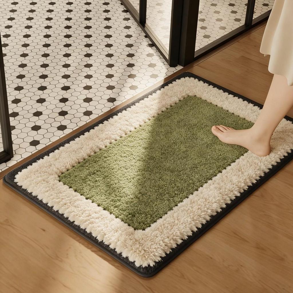 Anti-Slip Bathroom Shower Mat - Thickened Faux Cashmere Water Absorbent Foot Rug