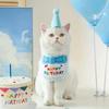Cappellino e bavaglino per la festa di compleanno del gatto con bandana regolabile, completo dolce per animali domestici, sciarpa per gatti e cuccioli, set di vestiario per animali.