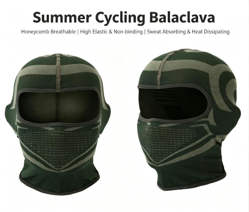 Breathable Cycling Balaclava Nylon Stretch Face Cover, Motorcycle Windproof Neck Gaiter, 4-Season Ski Mask, Sun Protection