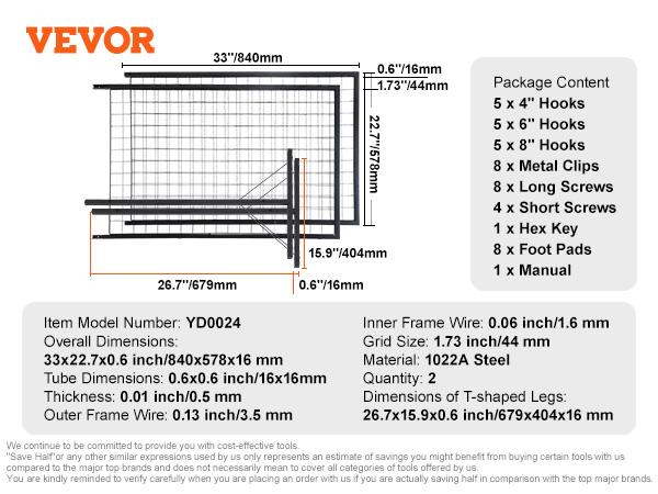 VEVOR Grid Wall Panels Tower Wire Gridwall Display Racks Double Side Gridwall Panels for Art Craft Shows Retail Display W/ Hooks