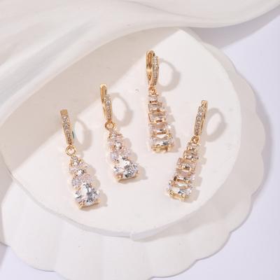 1 Pair Fashion Geometric Trapezoid/Oval Dangle Earrings For Women Cubic Zirconia Jewelry Wedding Accessories