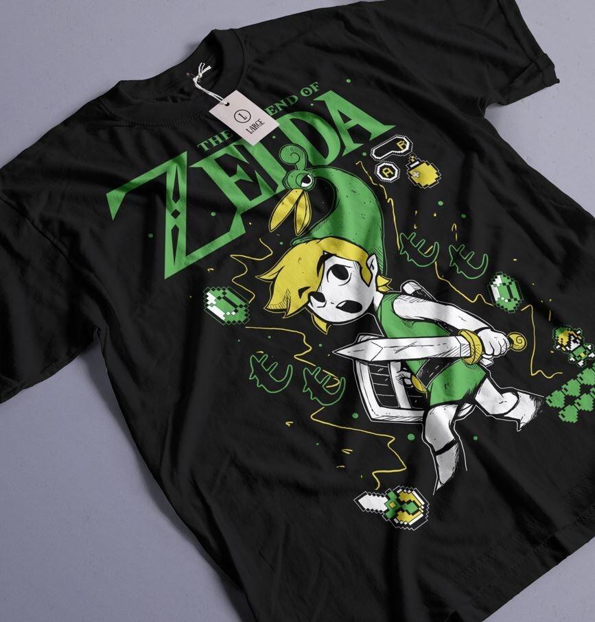 Футболка The Legend of Zelda Link To The Past Смешная Аниме Черная Футболка Все Размеры Унисекс Футболка S