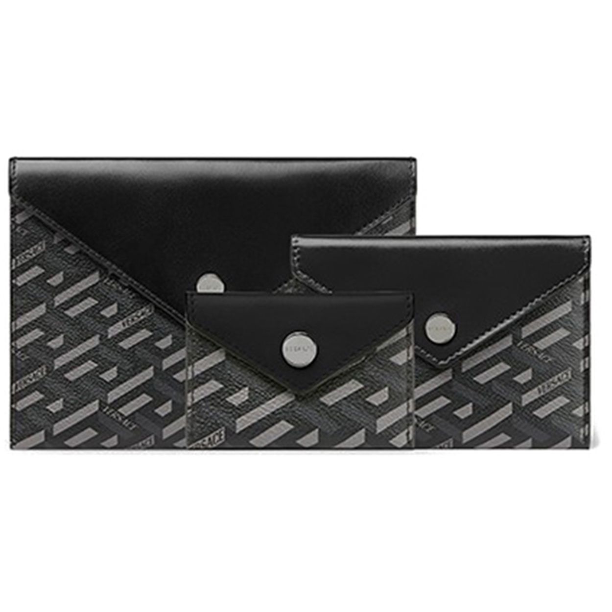 

Versace Classic Commuter Three-In-One Set Coated Canvas With Leather Multi-Use Clutch Unisex Bags Black Gray 1003762-1A01444-5B05E Basic Set (Bag+Dust Bag)