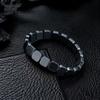 Fashion Elastic Black Gallstones Bracelet Jewelry Handmade Square Bead Wristband Modular Links Black Men Bangle Travel