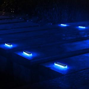 Yilaie Unique Solar Step Lights IP68 Blue LED Solar Deck Lights for Patio Fence Garden Dock Backyard Pathway Waterproof 4 Pack