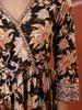 Black Floral Printed V Neck Cotton Top