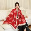 Autumn and winter new cartoon bear jacquard scarf women's thickened versatile imitation cashmere scarf winter warm shawl