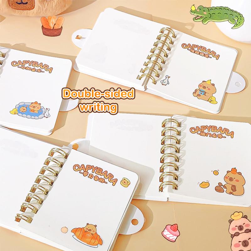 Cartoon Portable Capybara Mini Spiral Notebooks Cute Waterproof Pocket Notepads For Birthday Party Favors Students Rewards