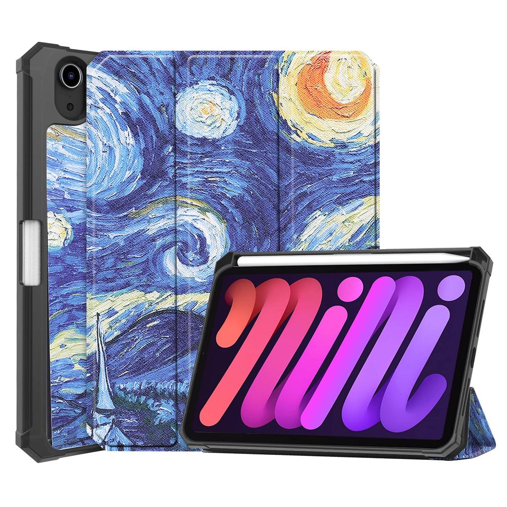 For iPad Mini 7 6 8.3'' with Pen Holder-[Tri-fold Stand +  Auto Wake/Sleep], Colorful Premium PU Leather Case Shockproof Shell
