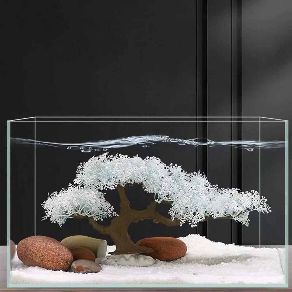 1Pc Realistic Sakura Aquarium Fish Tank Decoration Creative Beautiful Aquarium Ornament Fish Tank Decor Office Decor