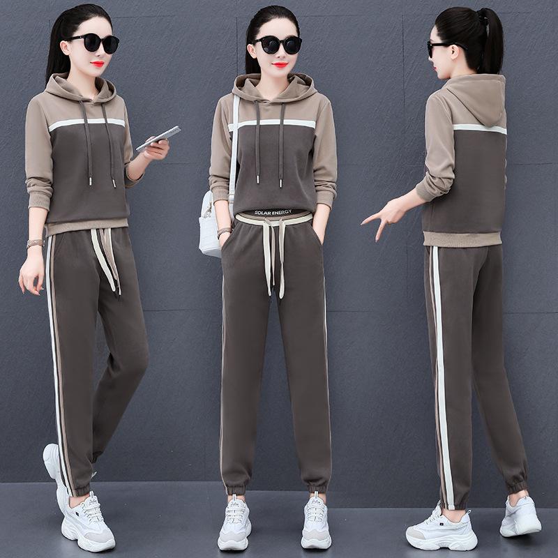Trendy Women's Two-Piece Casual Suit: Spring/Autumn Hoodie & Long Pants Set