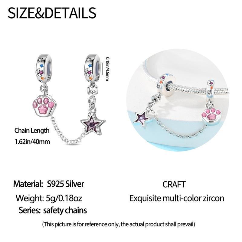 New Copper Flower Heart Bird Leaves Star Safety Chain Beads Bead Fit Bracelet Snake Chain Charms Beaded Women Gift