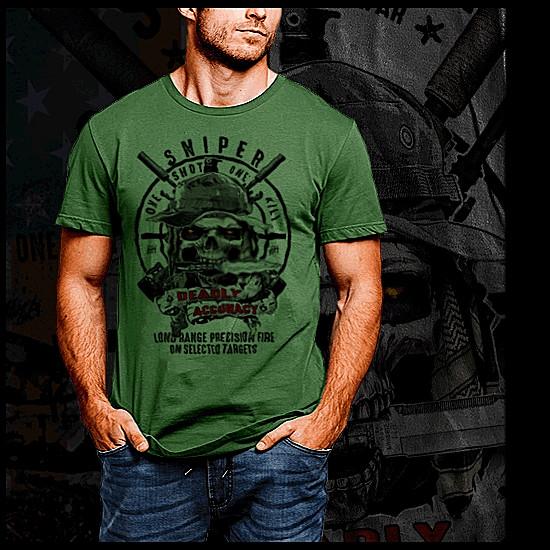 Sniper T-Shirt Military Crossed Rifle Expert Marksmanship Long Range Death Tee