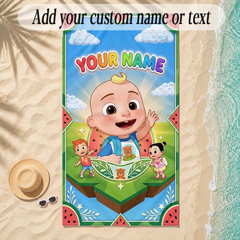 Beach TowelCocomelon Custom Name Text Personalized Soft Towel for Beach Pool Indoor Home Decor Gift