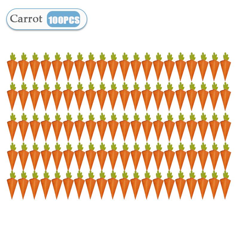1-200PCS Creative Carrot Packaging Box Orange Candy Chocolate Cone Shaped Paper Gift Boxes Kids Easter Birthday Party Gift Bag